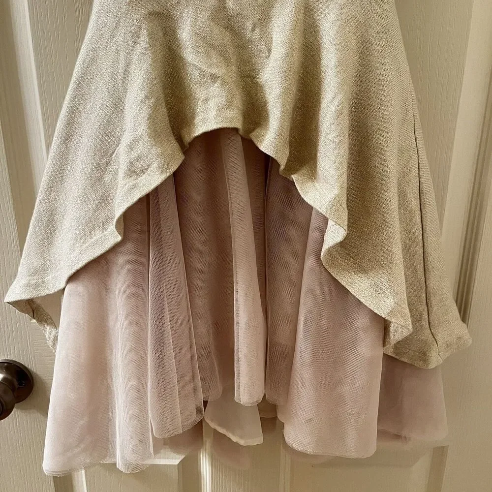 Joyfolie Roselyn Petticoat Dress in Gold Tulle Hi-Low Mia Joy Girls Size 5